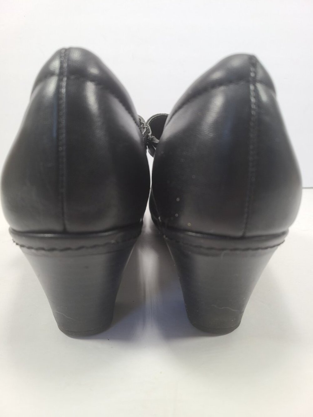 Rockport Cobb Hill Mary Jane Salma Black Leather 8.5M Heeled Shoe Hook Loop - Picture 5 of 11